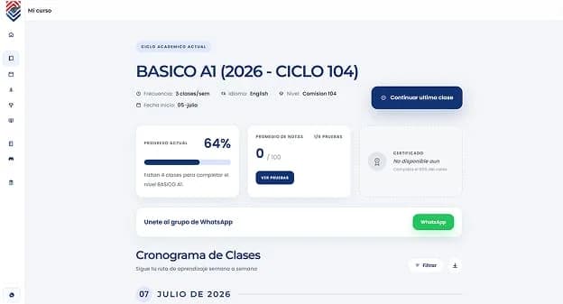 Vista de Aula virtual de EnglishMate