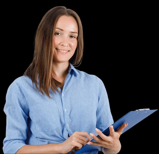 Profesora de EnglishMate con una tablet